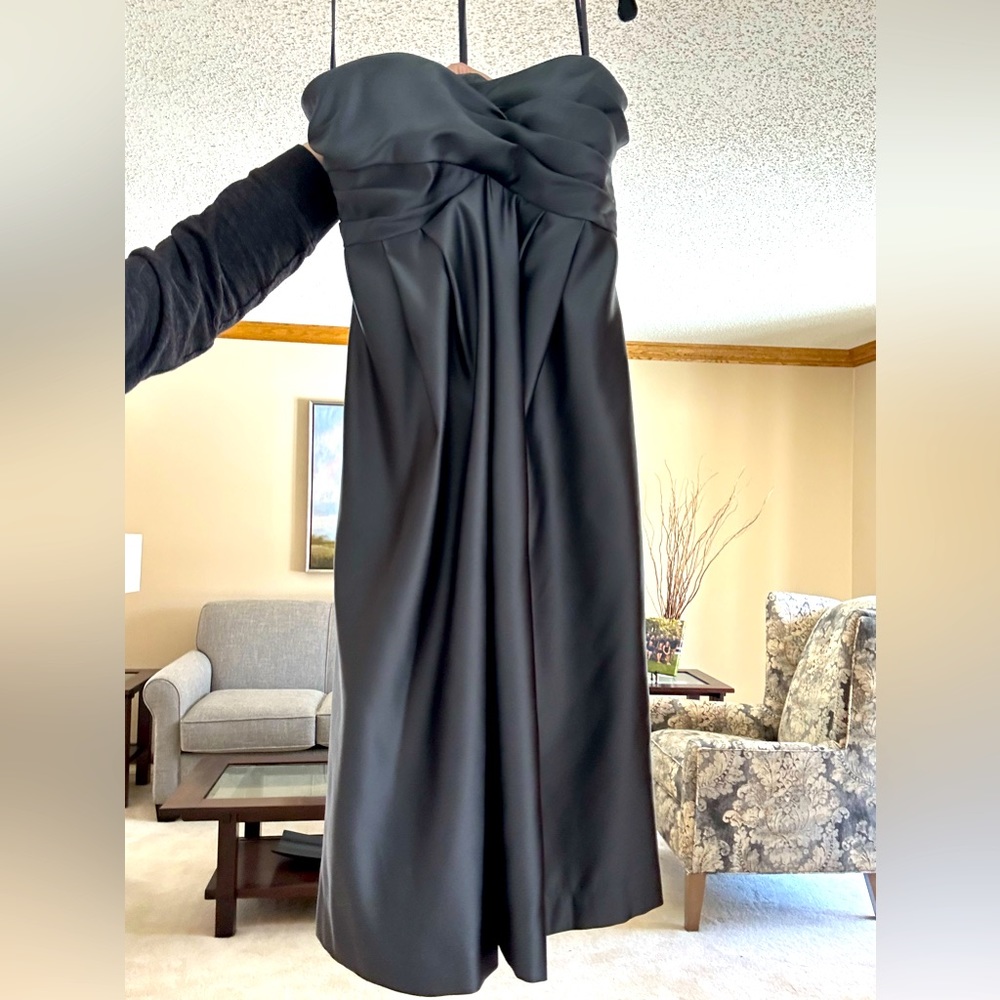 Melissa Sweet dress in dark gray/pewter metallic color, size 8 unaltered.